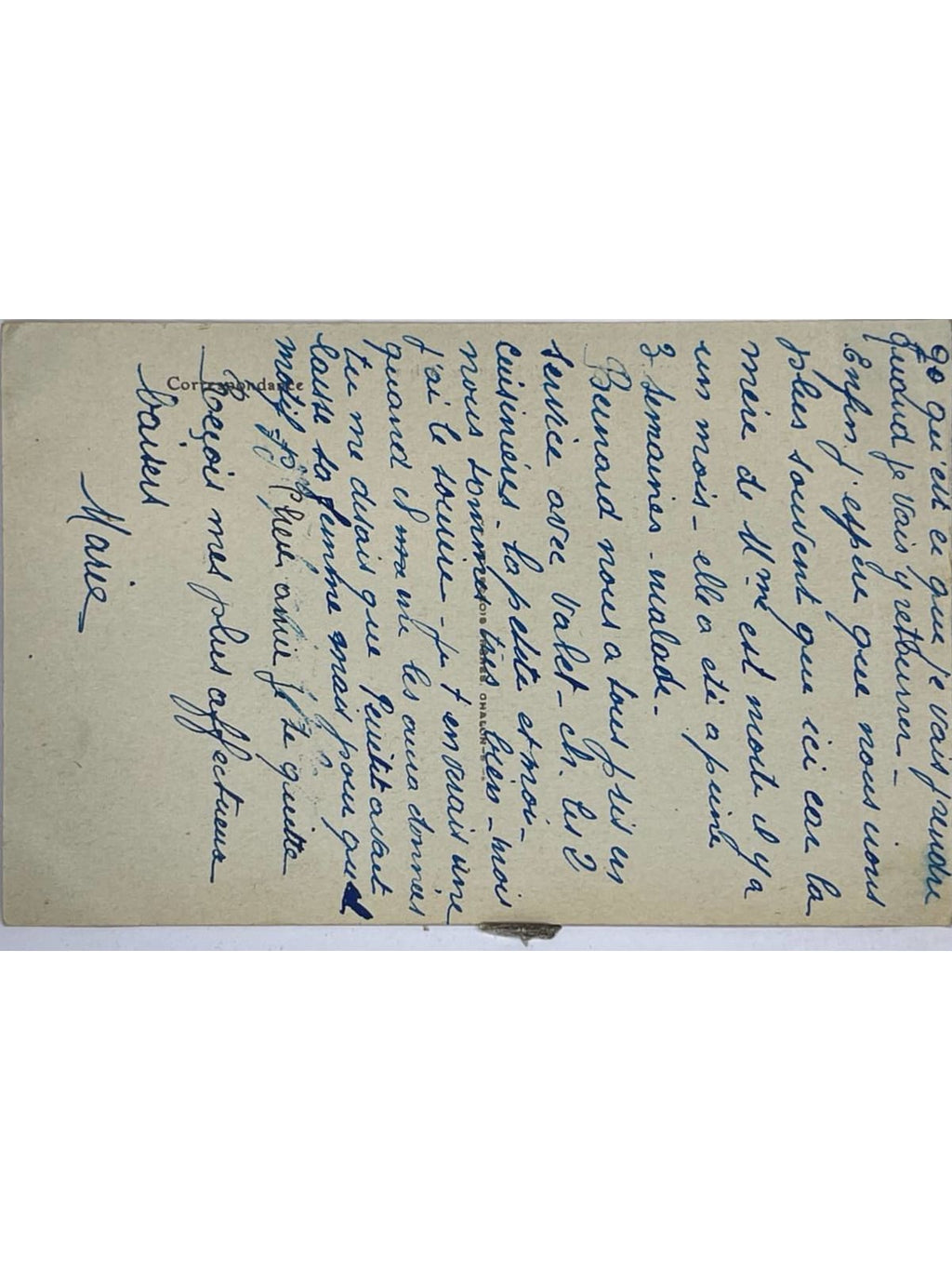 Verso de la carte postale