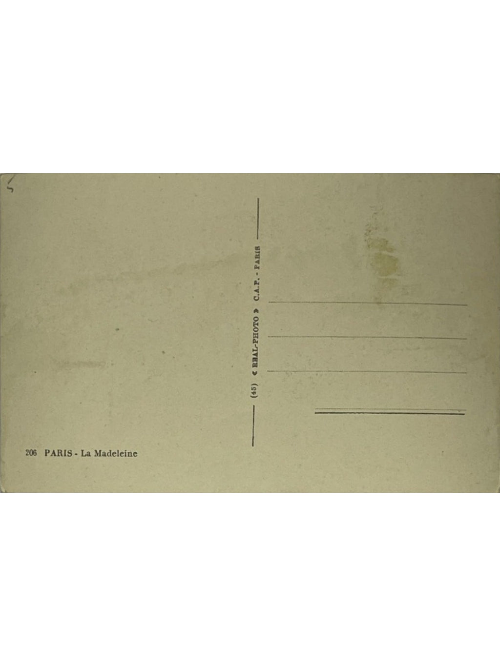 Verso de la carte postale