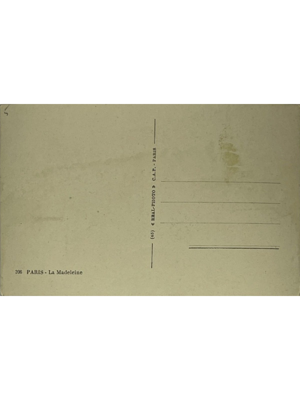 Verso de la carte postale