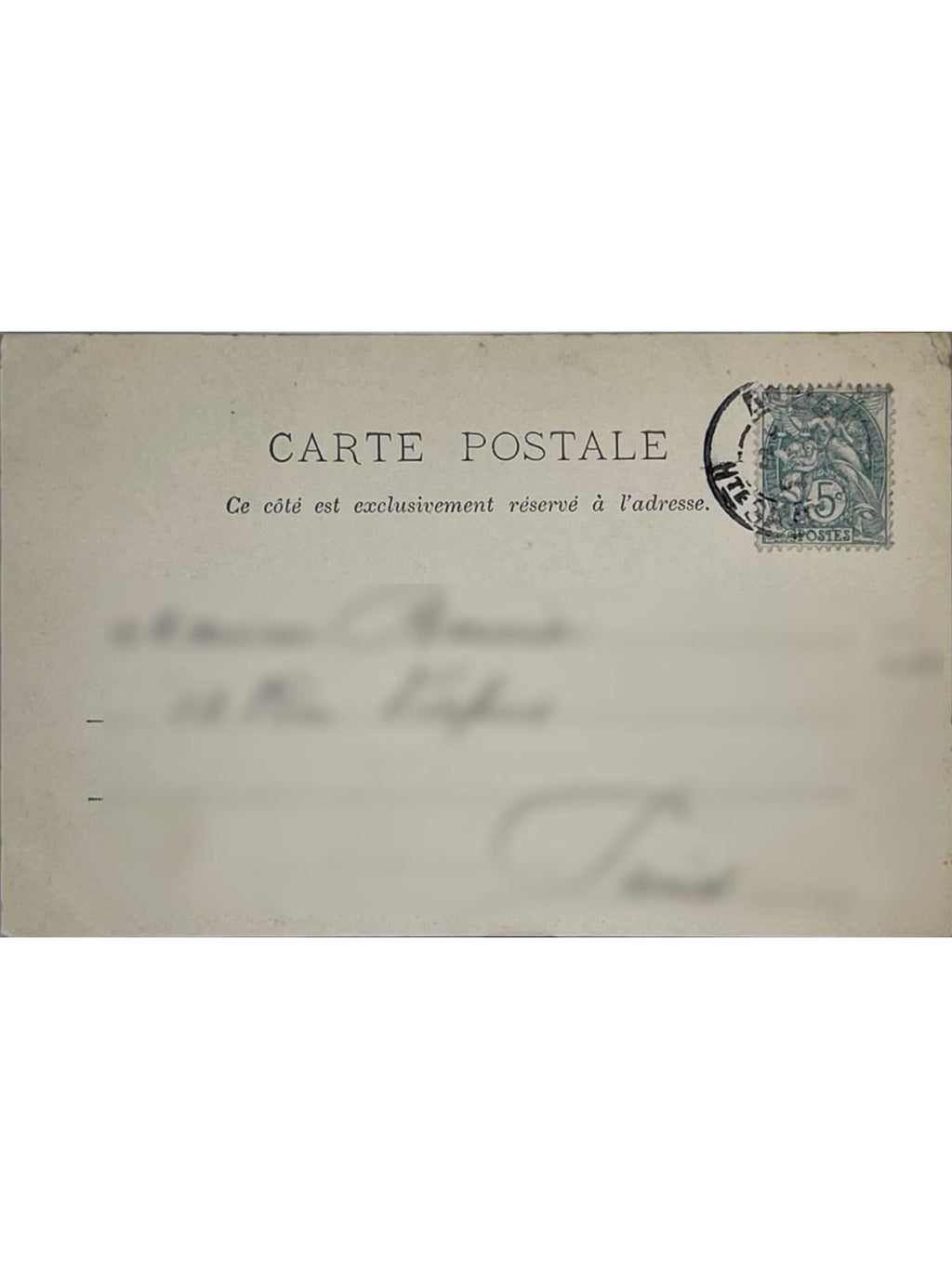 Verso de la carte postale