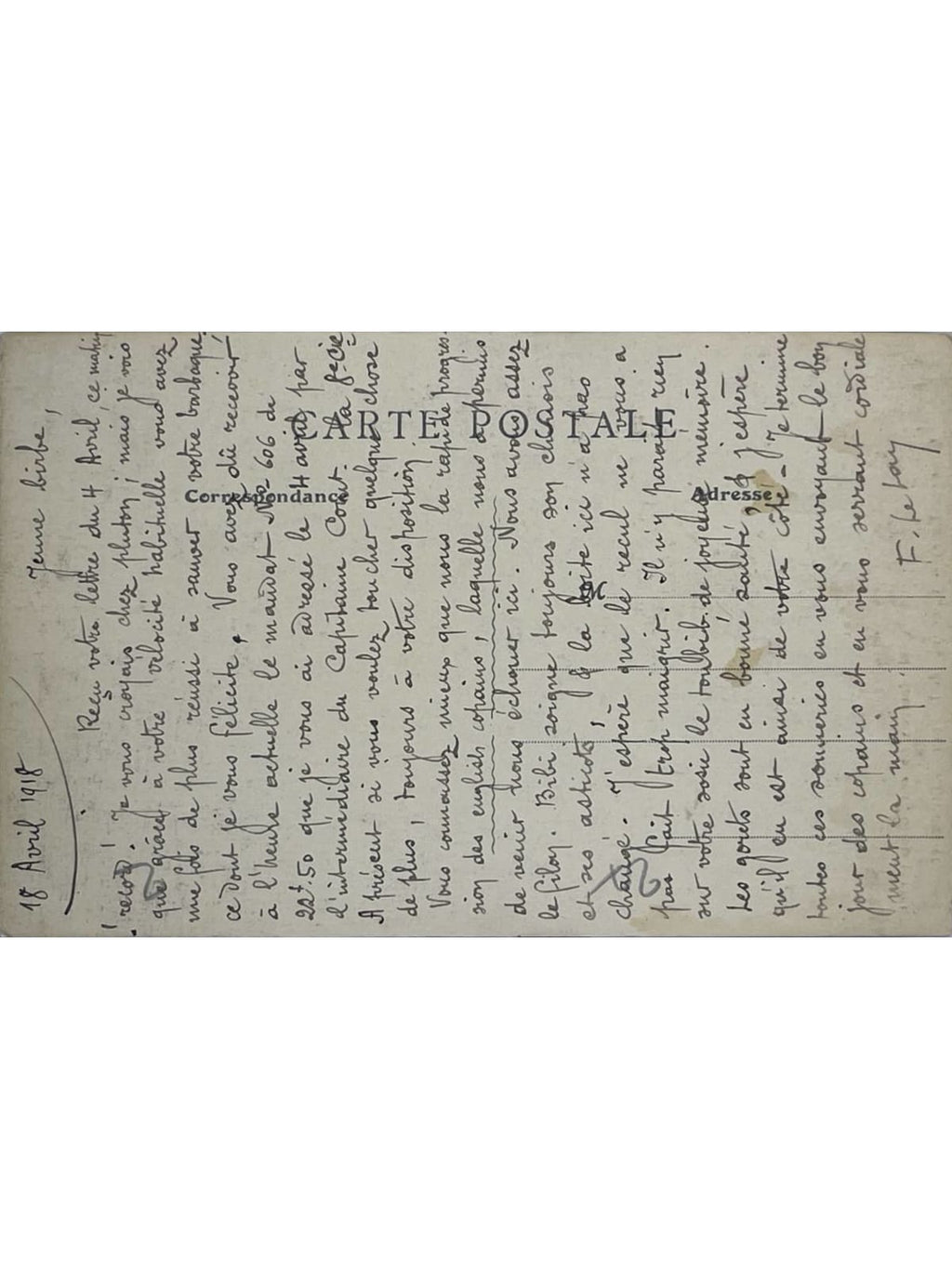 Verso de la carte postale