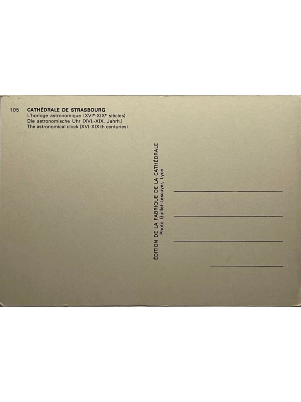 Verso de la carte postale