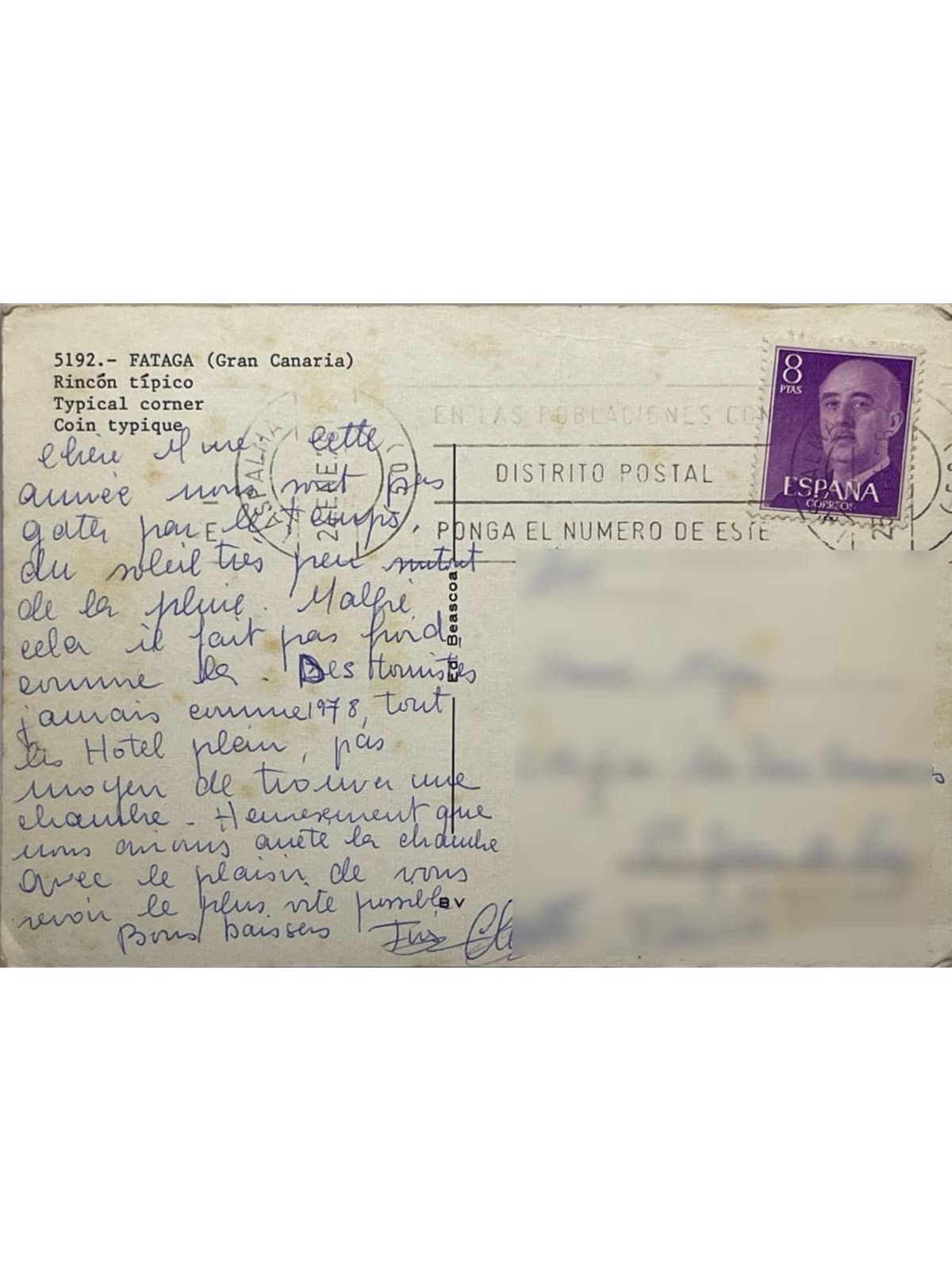 Verso de la carte postale
