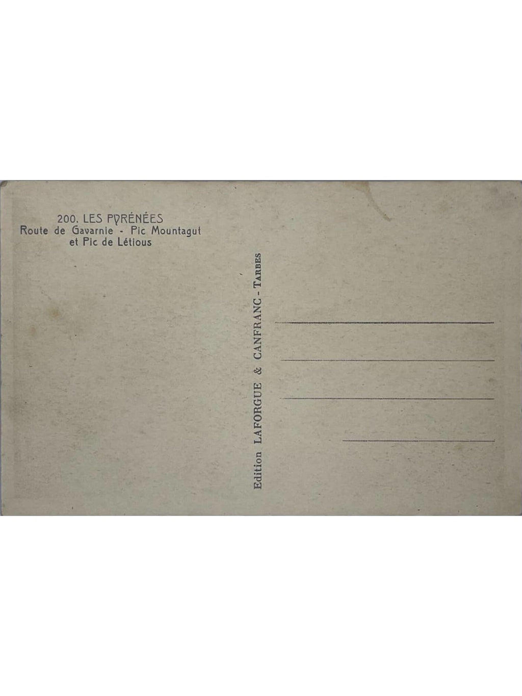 Verso de la carte postale