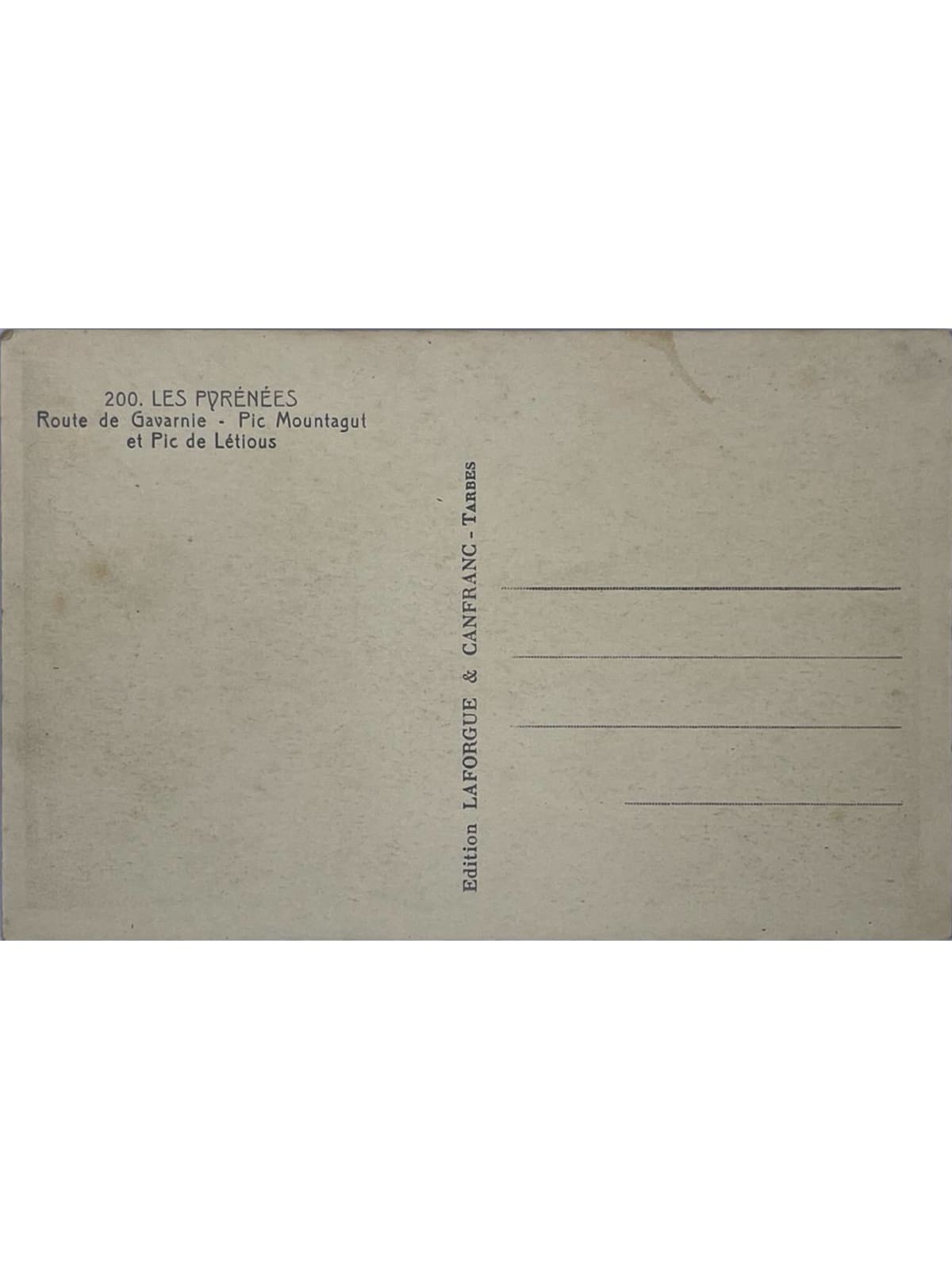 Verso de la carte postale