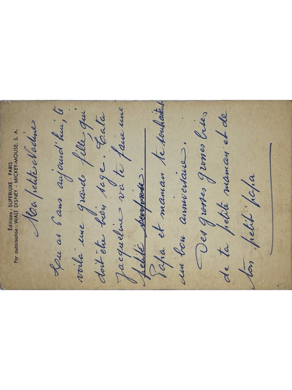 Verso de la carte postale