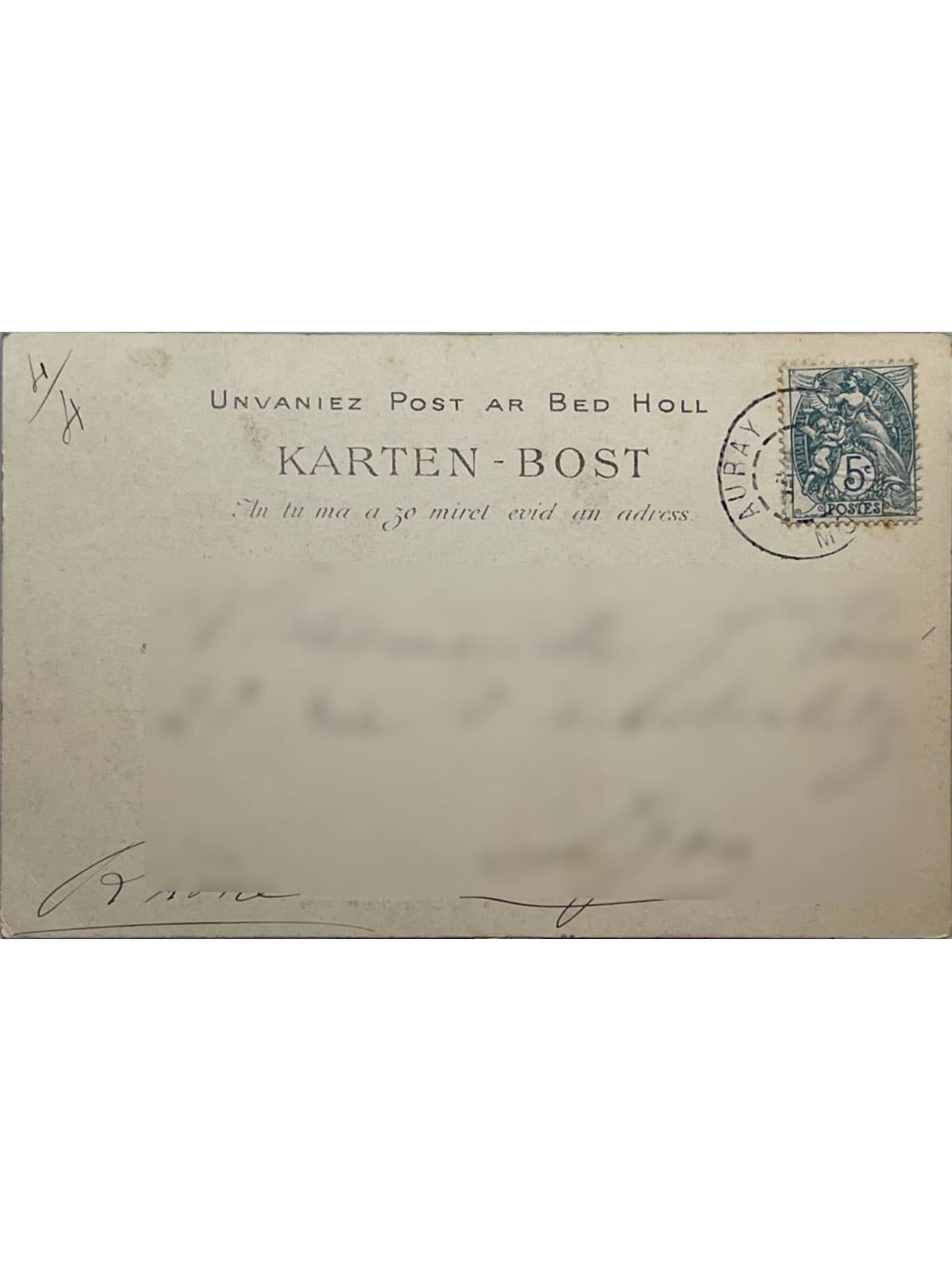 Verso de la carte postale