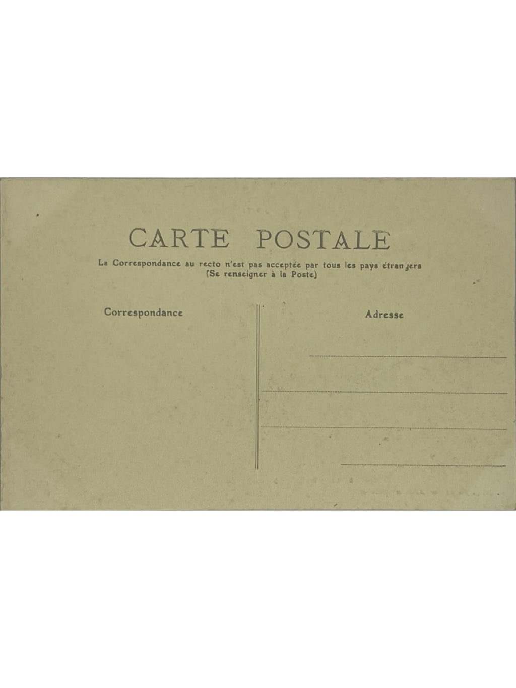 Verso de la carte postale