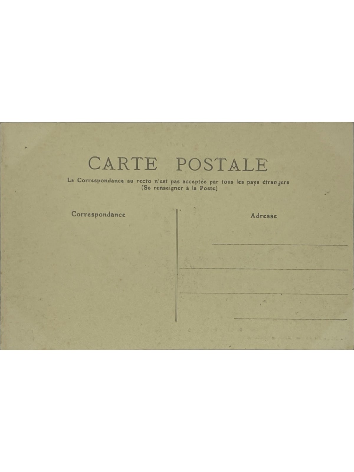 Verso de la carte postale
