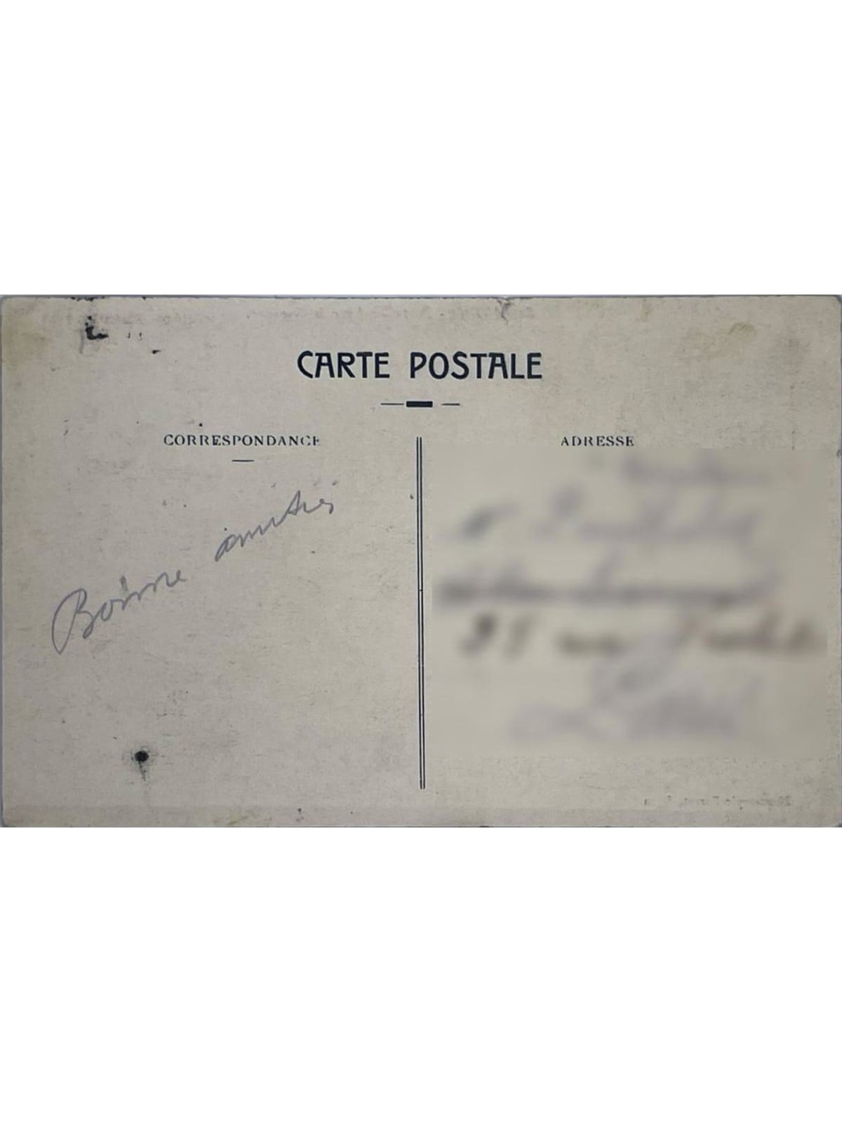 Verso de la carte postale