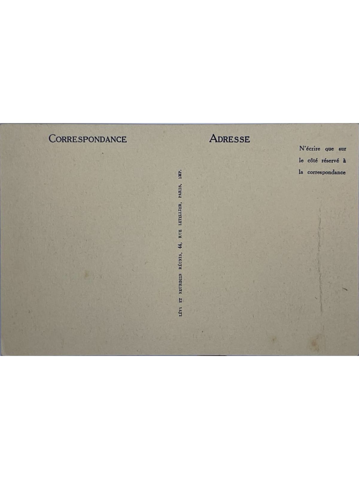 Verso de la carte postale