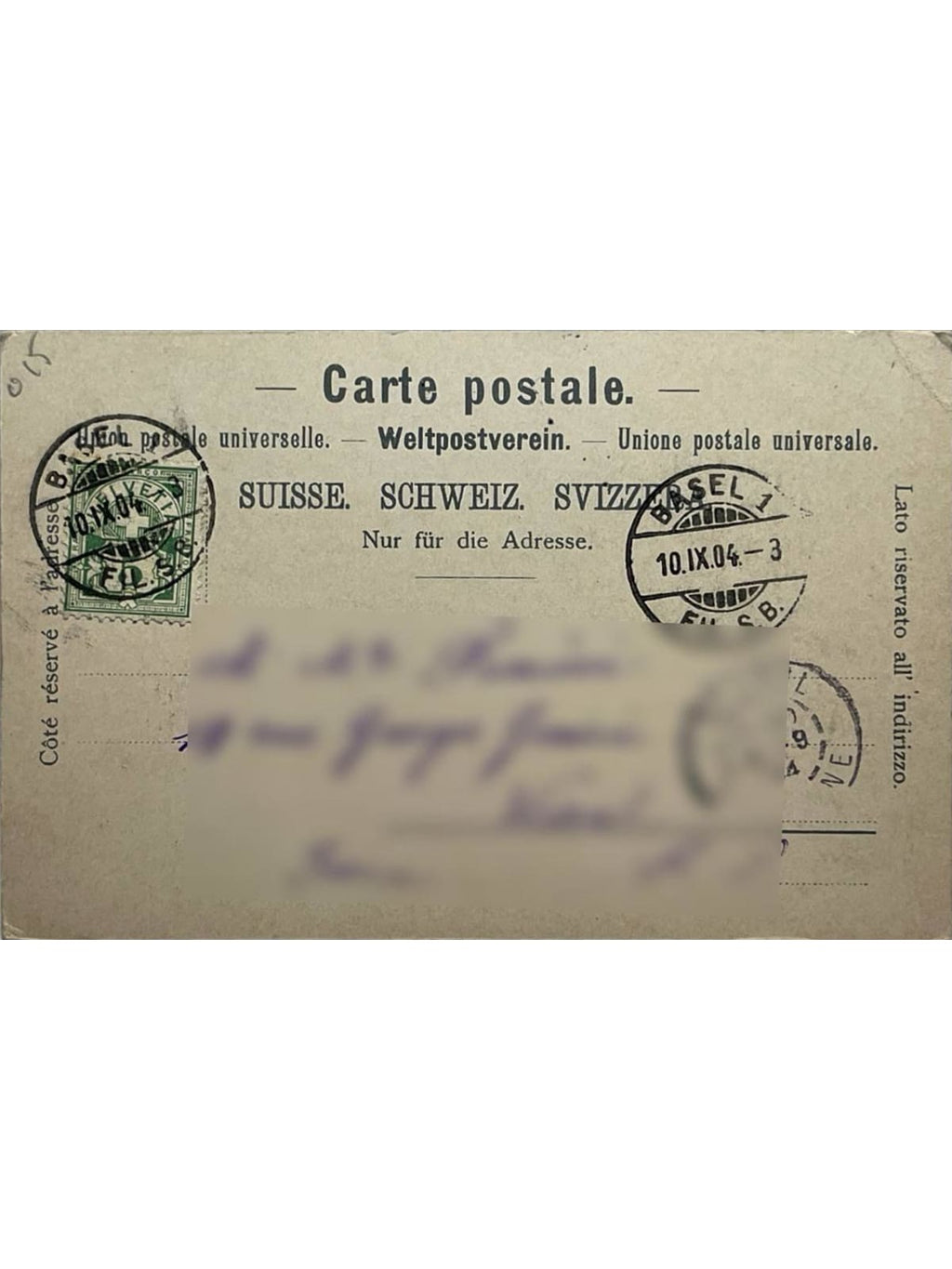 Verso de la carte postale