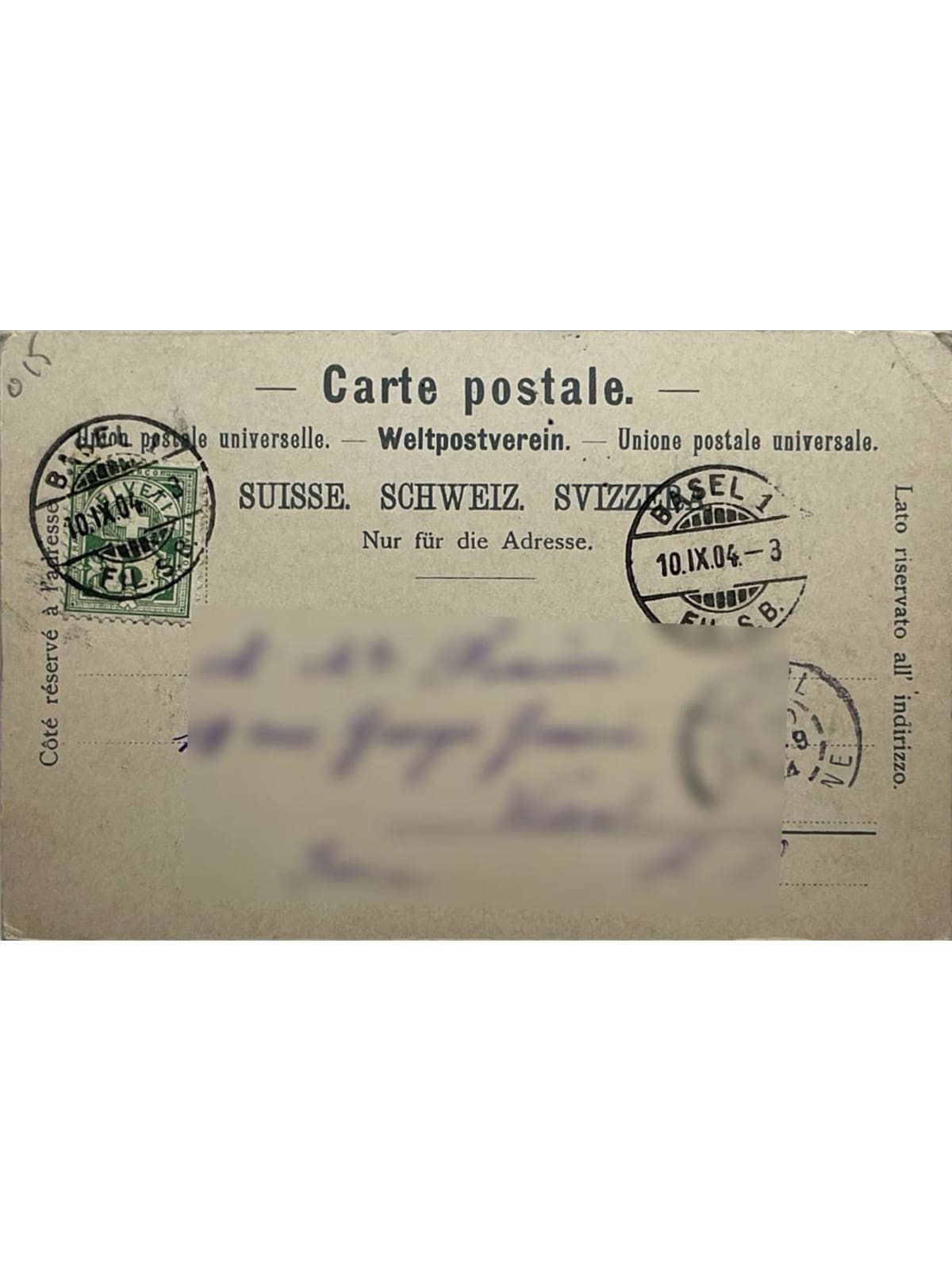 Verso de la carte postale