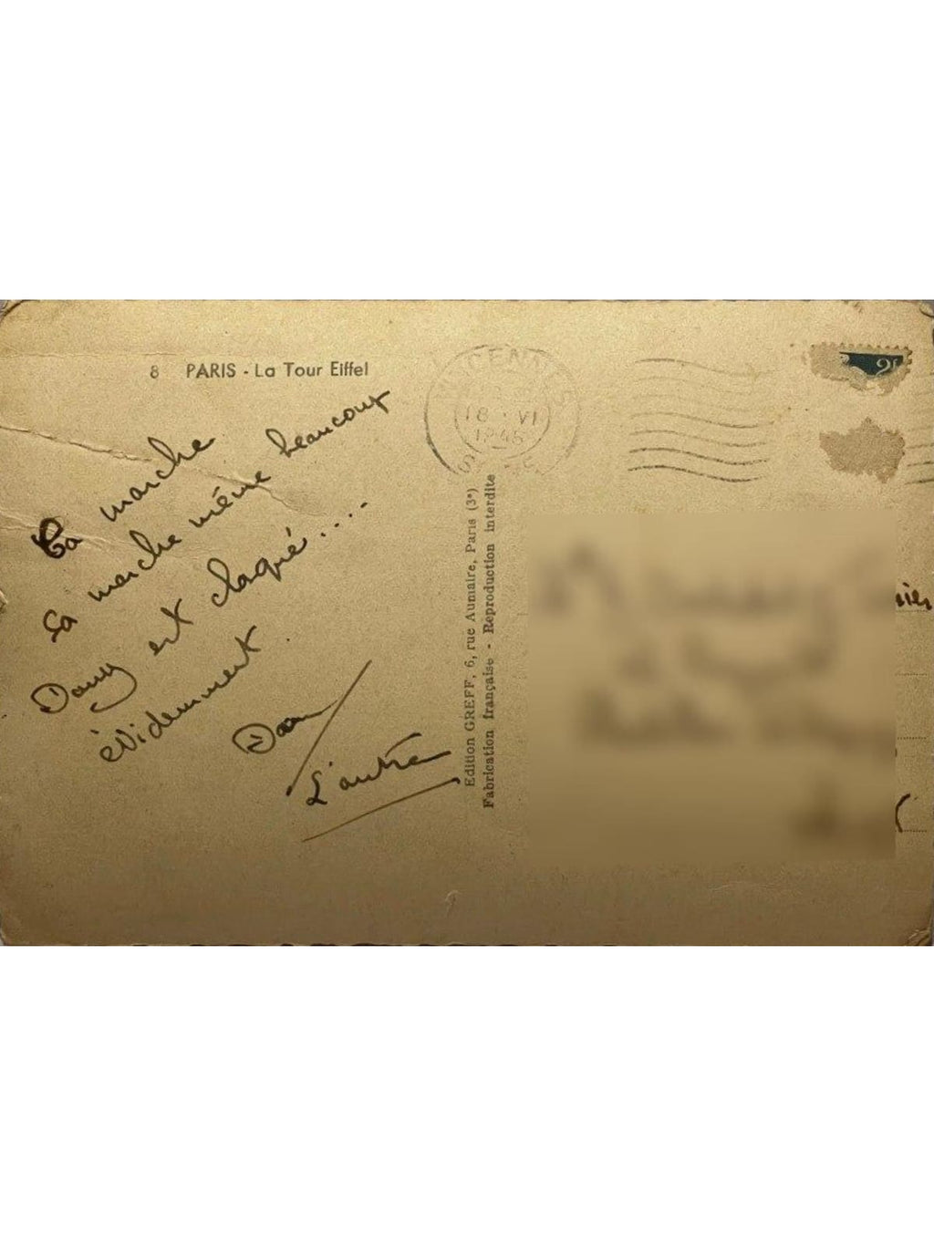 Verso de la carte postale