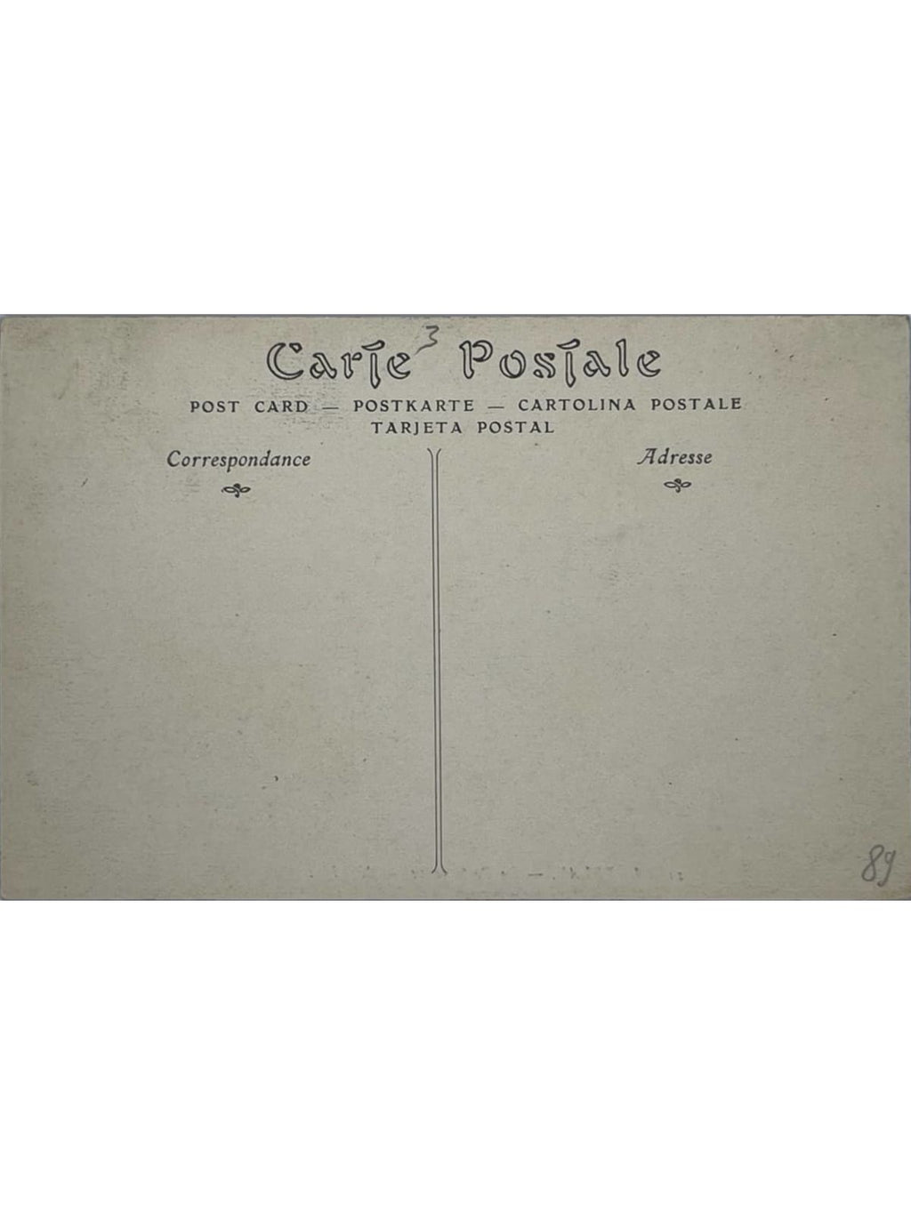 Verso de la carte postale