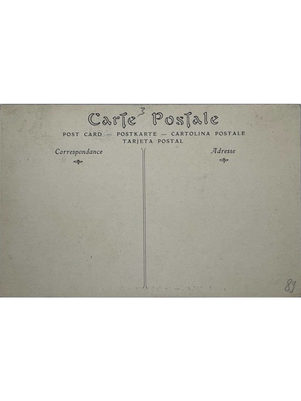 Verso de la carte postale