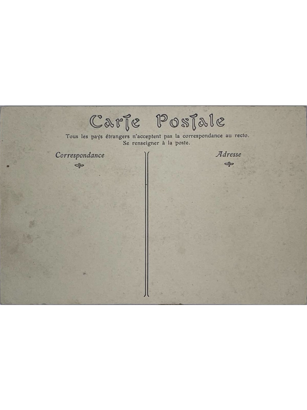 Verso de la carte postale