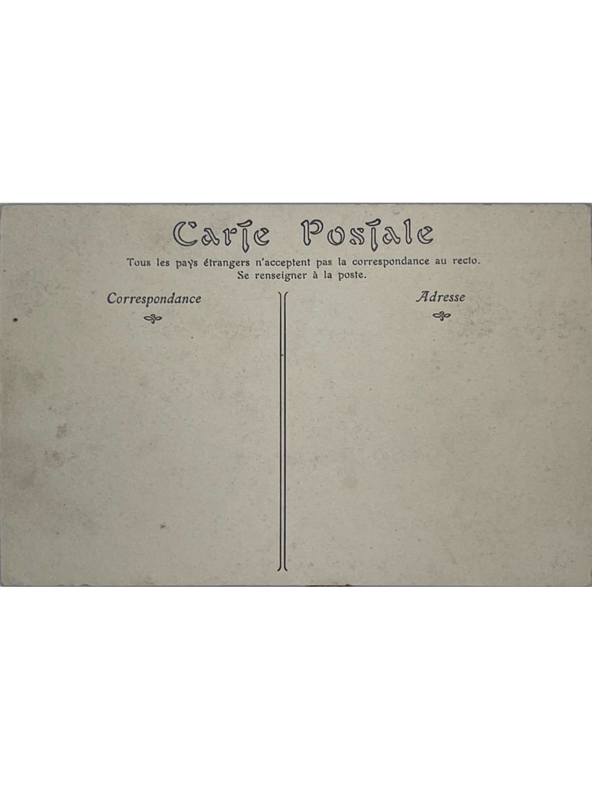 Verso de la carte postale