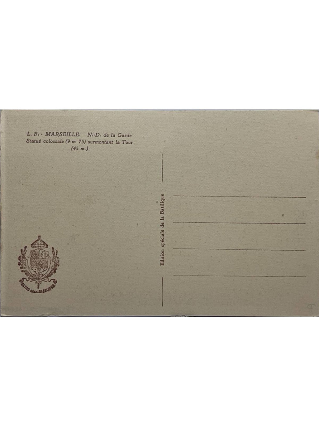 Verso de la carte postale