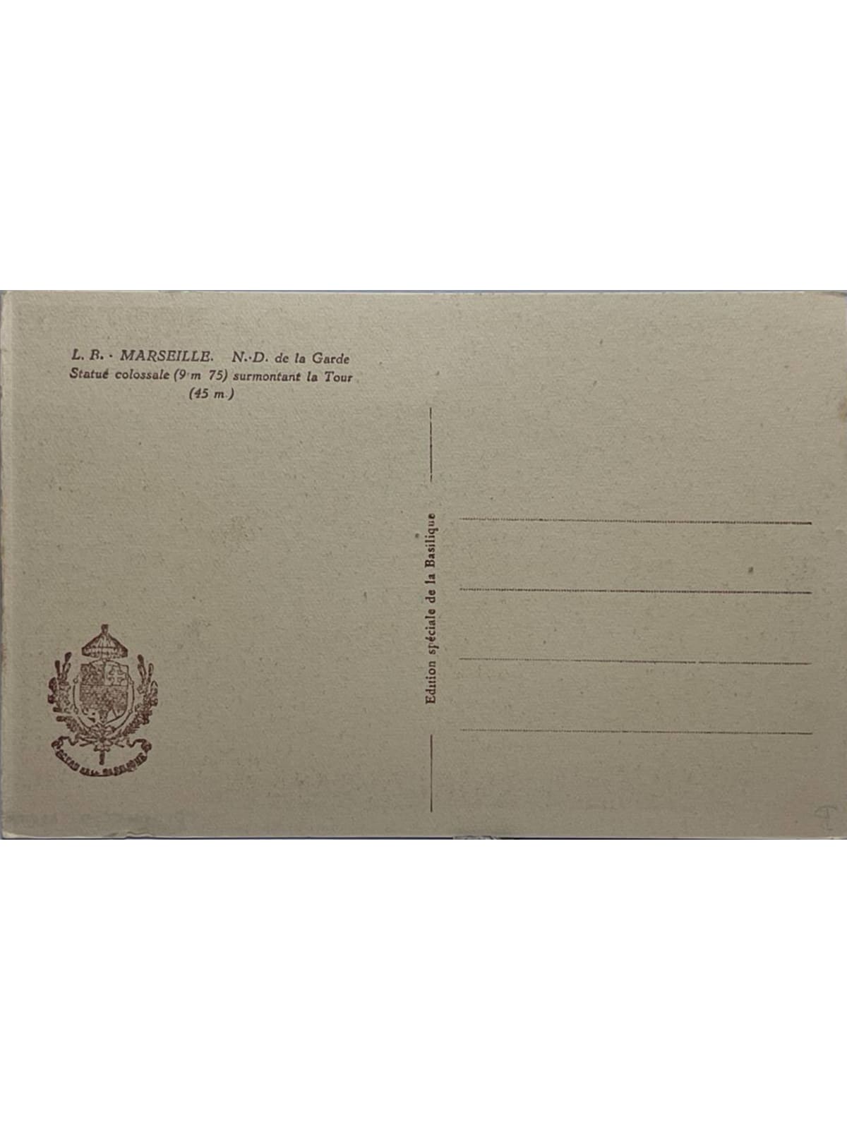 Verso de la carte postale