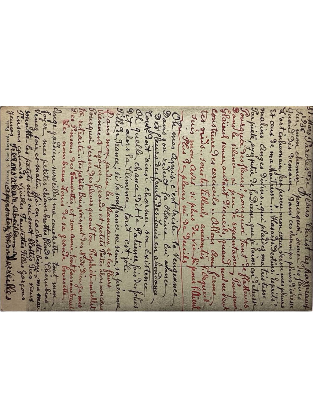 Verso de la carte postale