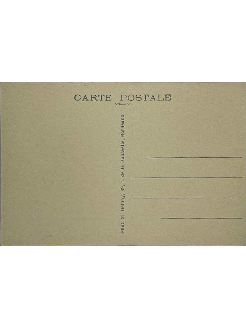 Verso de la carte postale