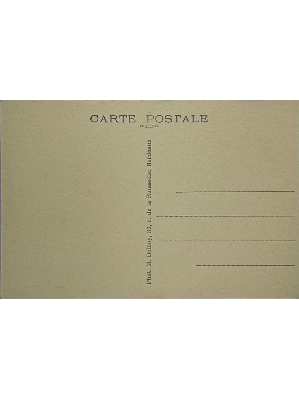 Verso de la carte postale