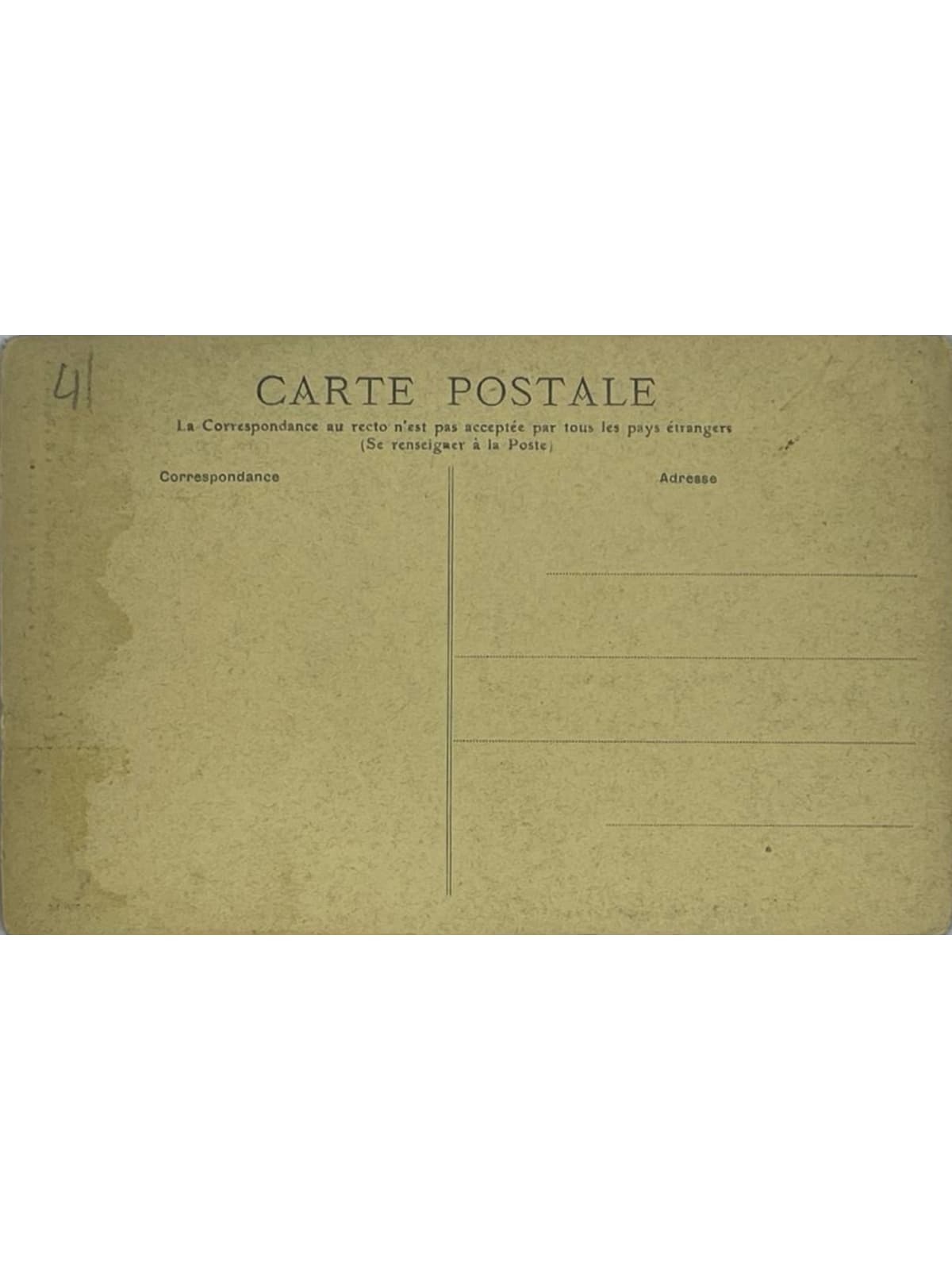Verso de la carte postale