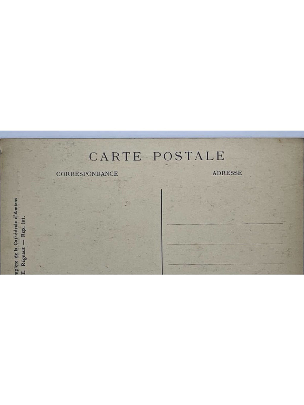 Verso de la carte postale