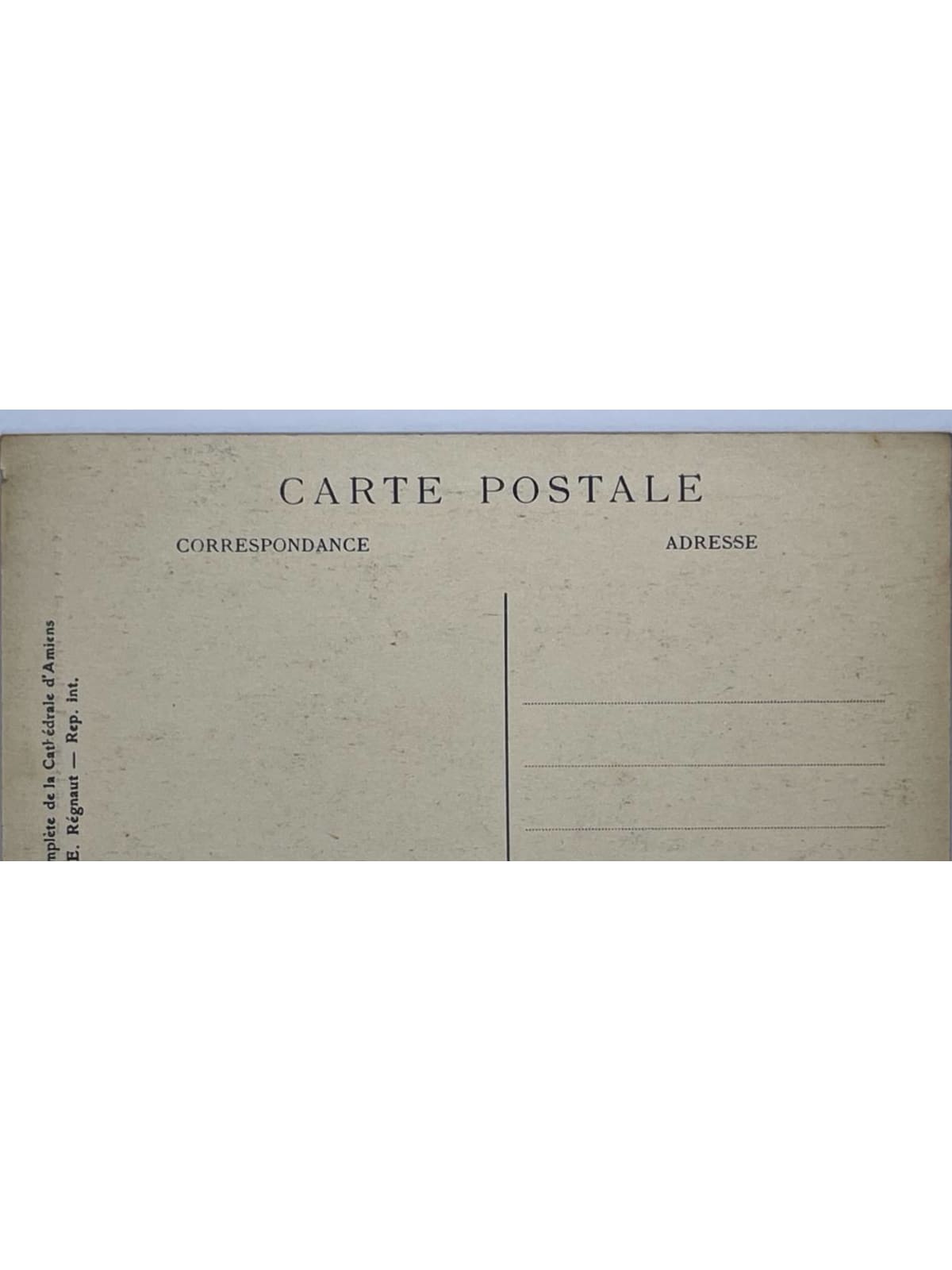 Verso de la carte postale