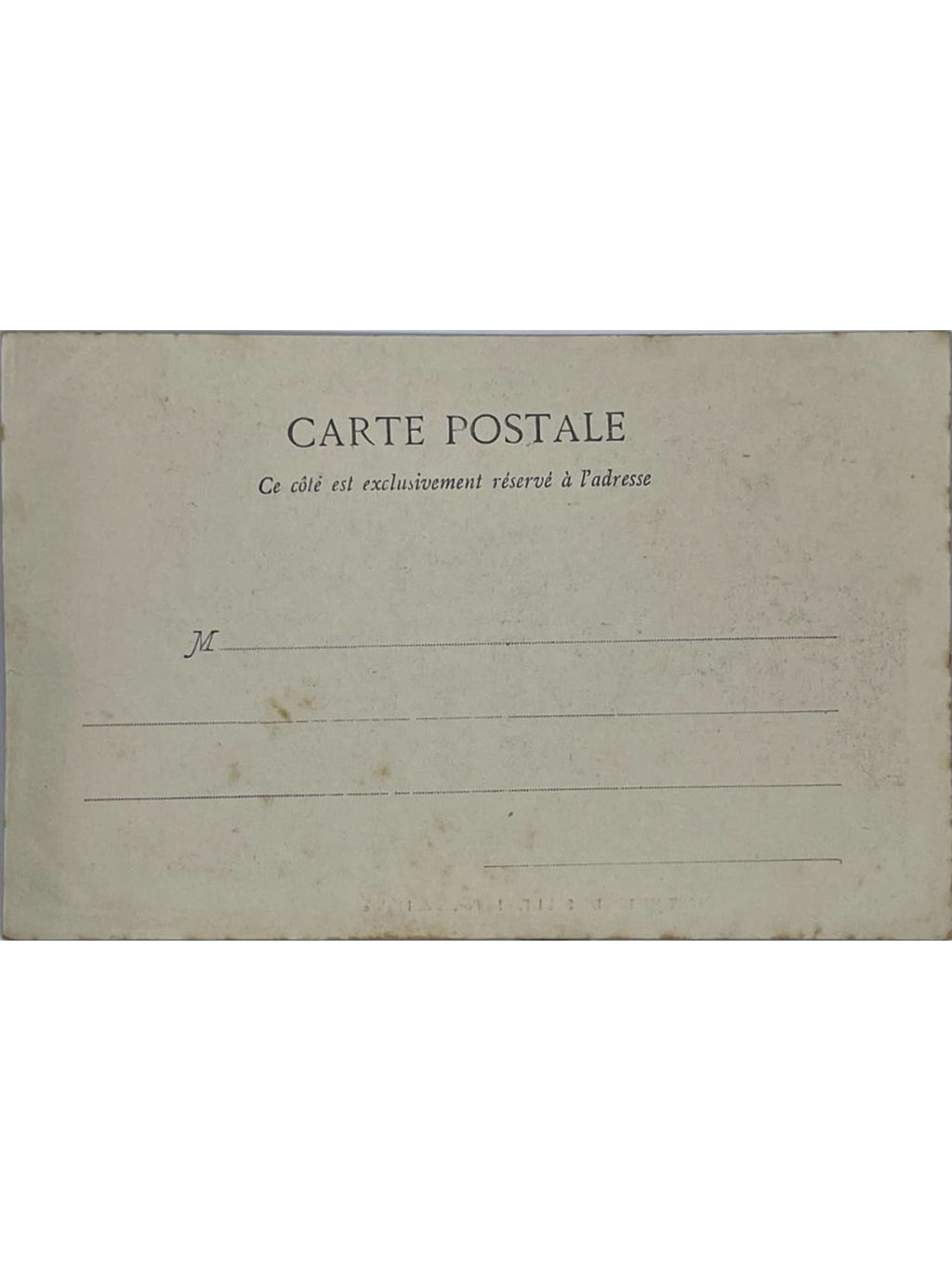 Verso de la carte postale
