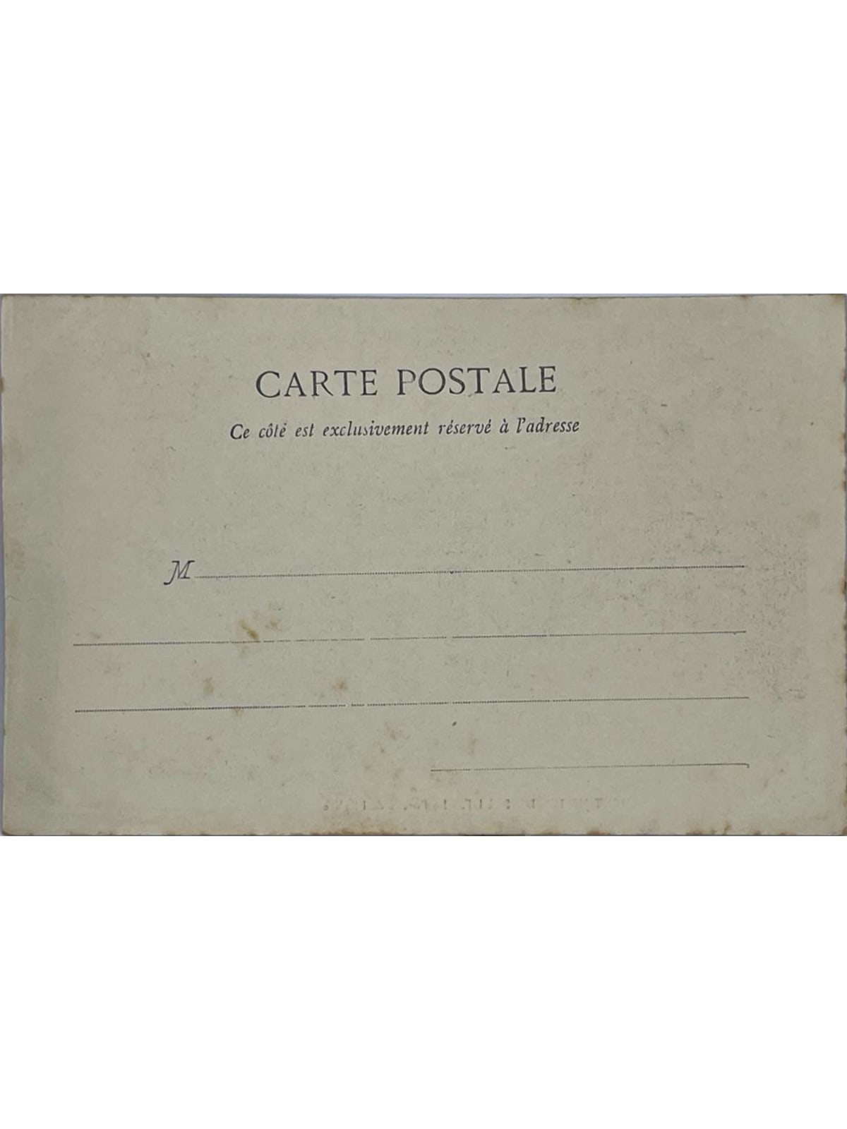 Verso de la carte postale