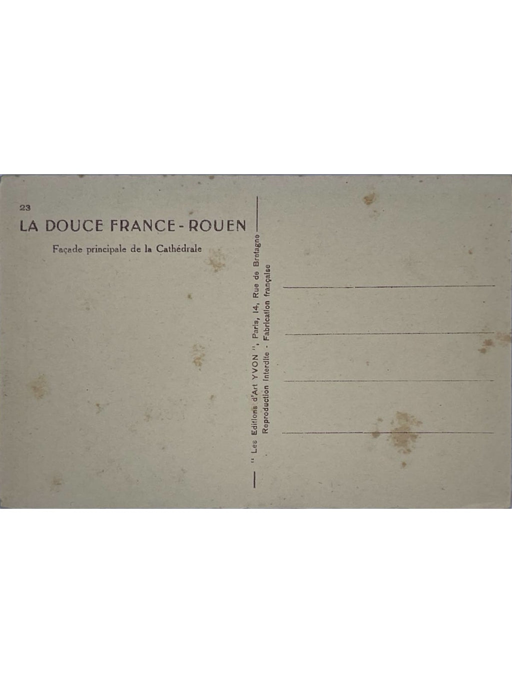 Verso de la carte postale