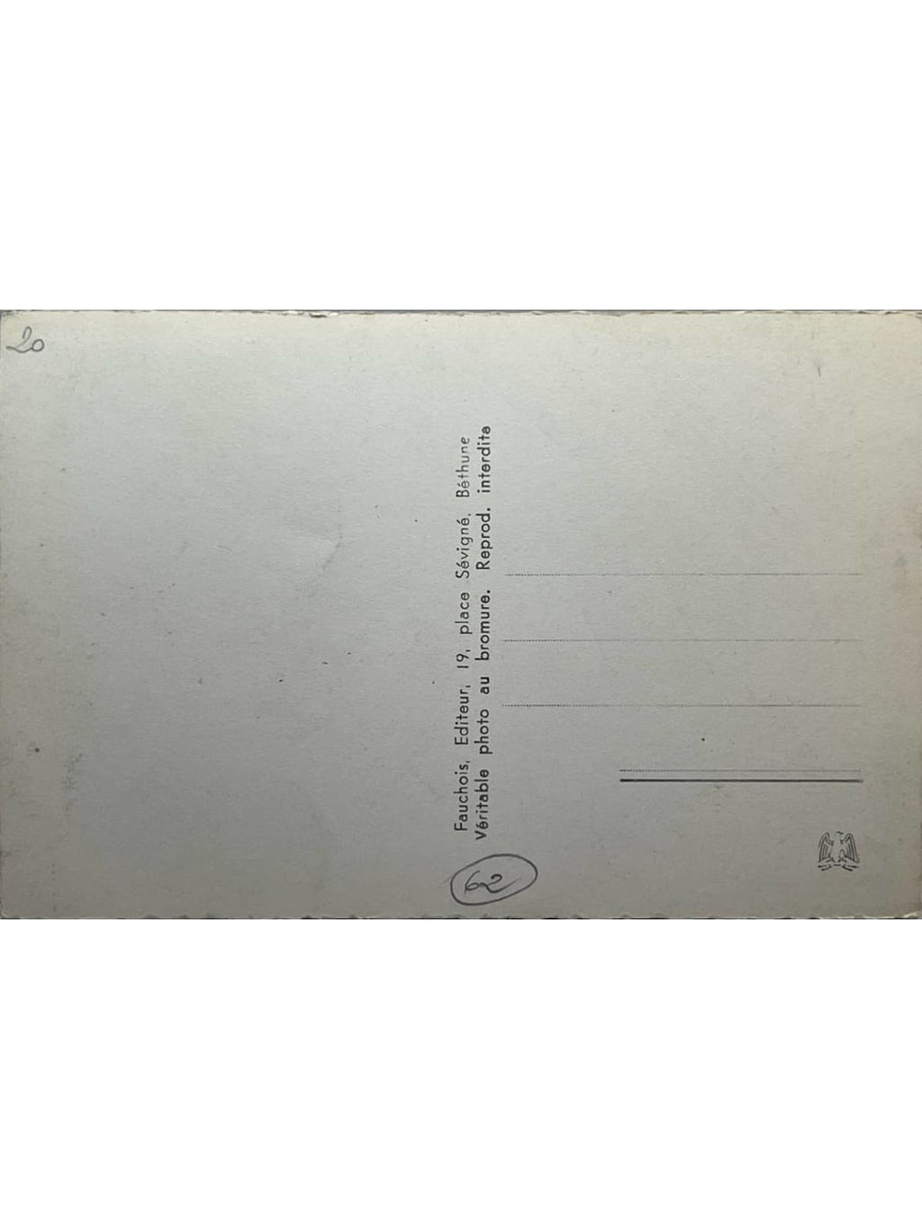Verso de la carte postale