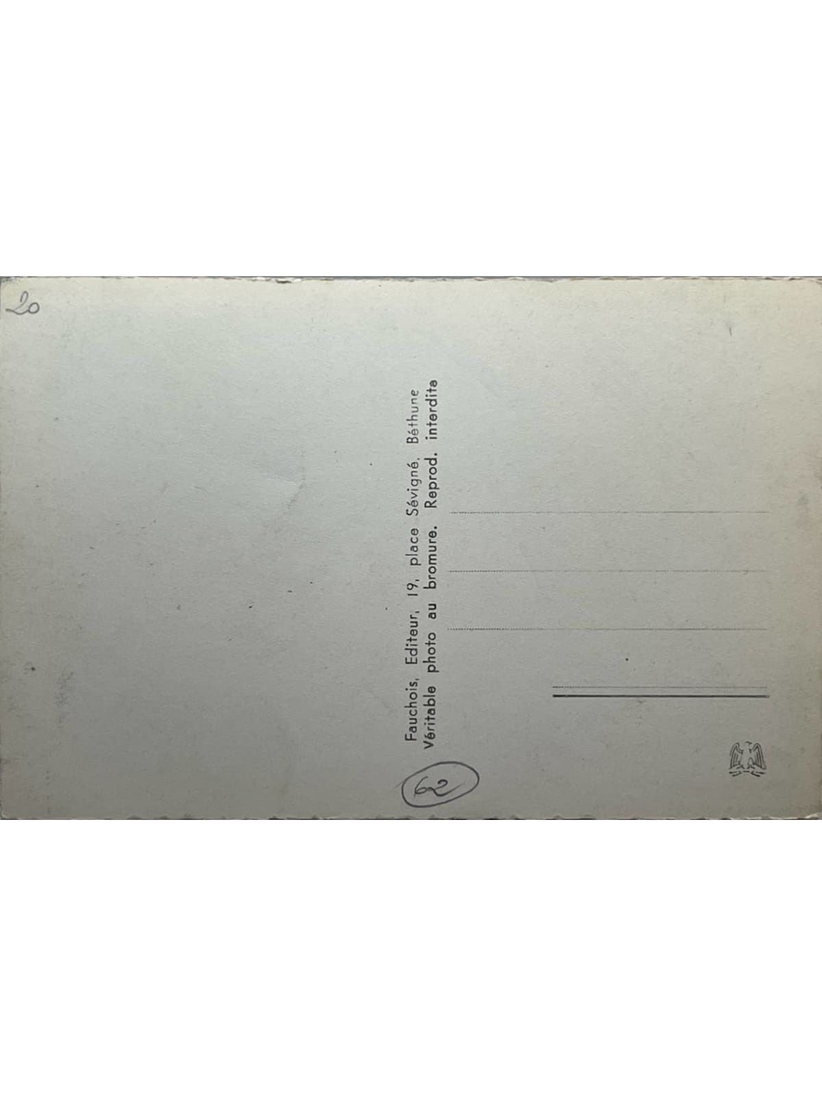 Verso de la carte postale