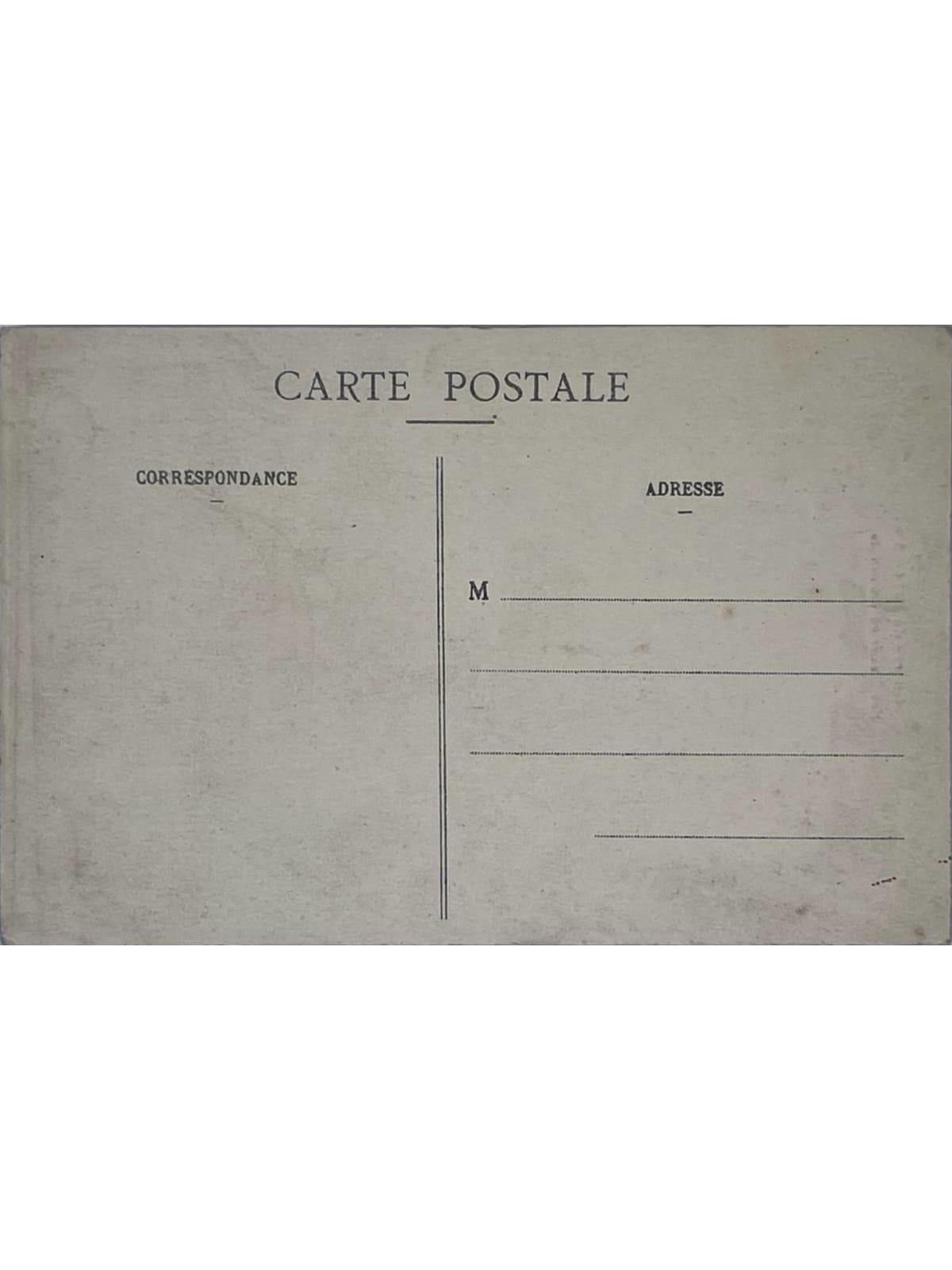 Verso de la carte postale