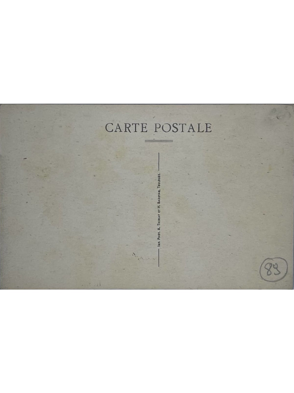 Verso de la carte postale