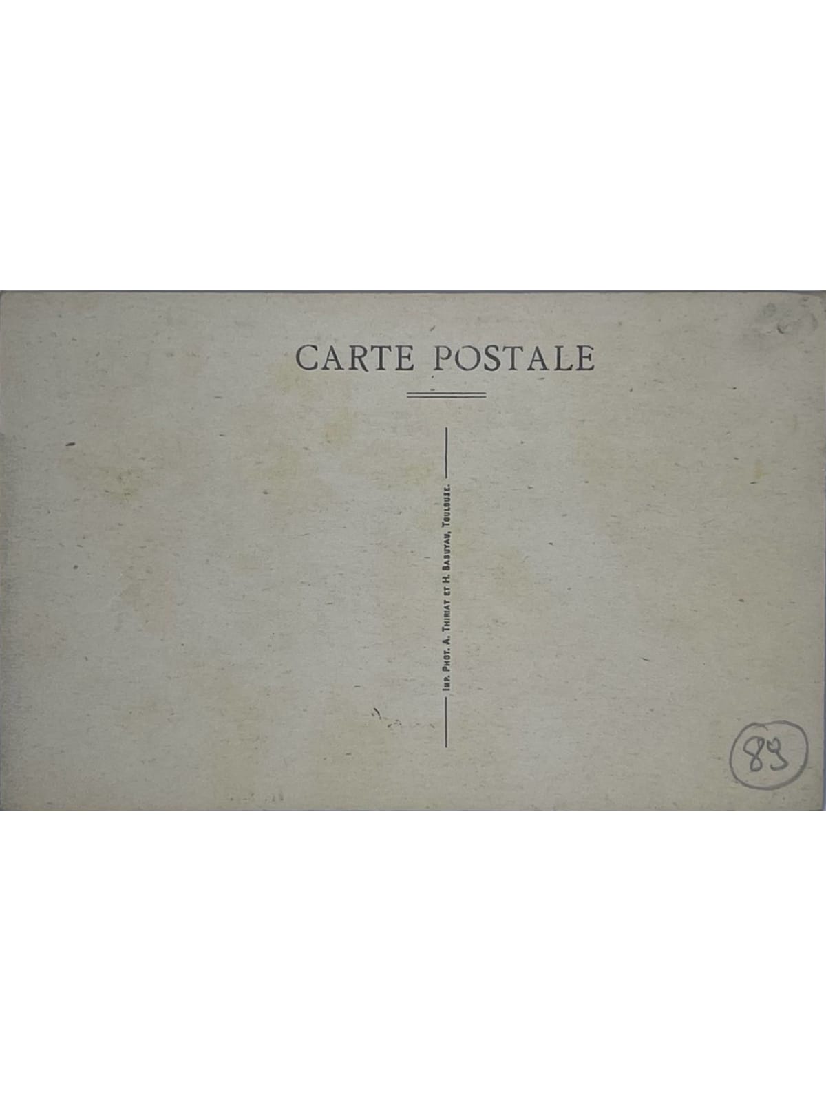 Verso de la carte postale