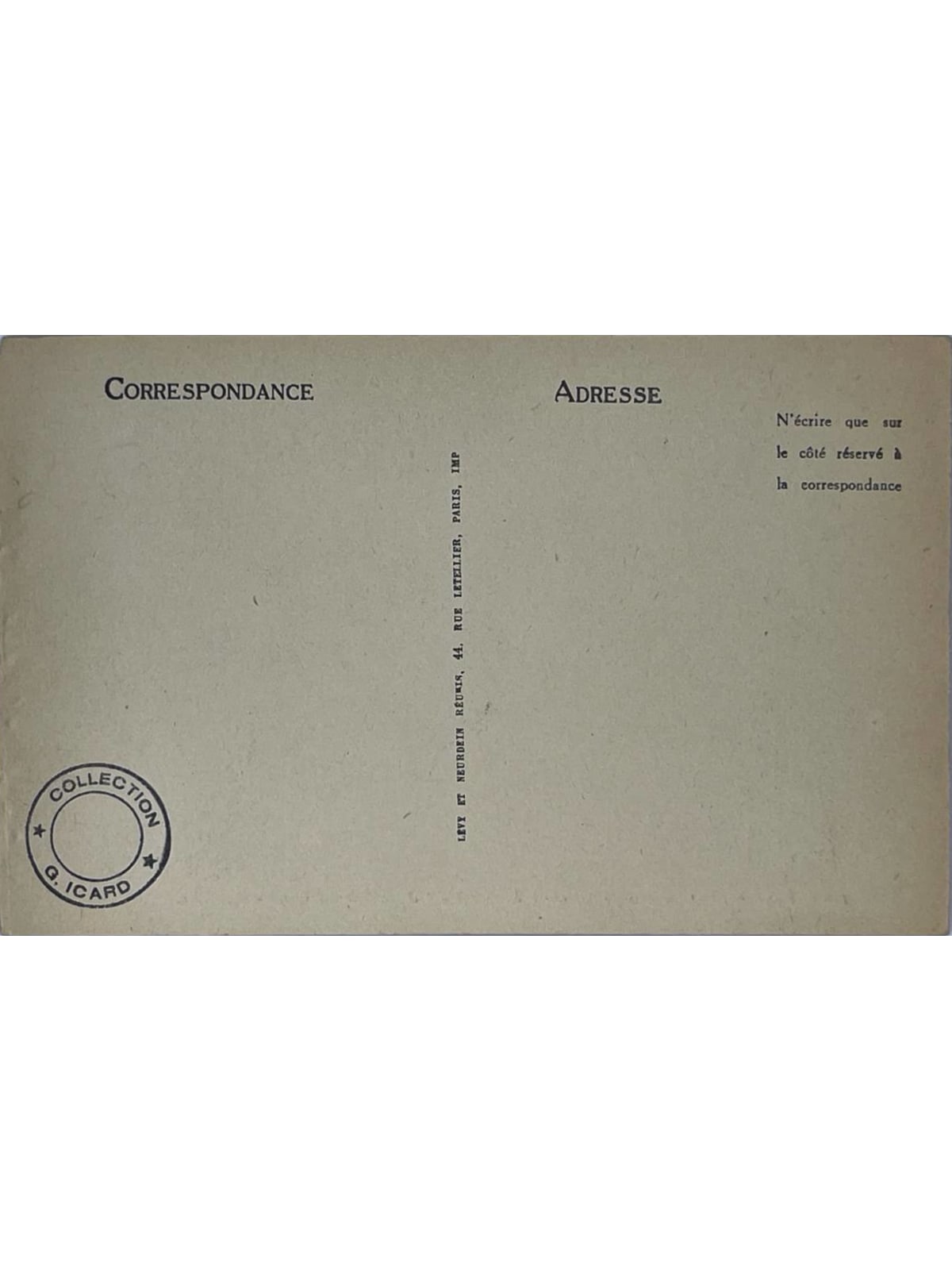 Verso de la carte postale