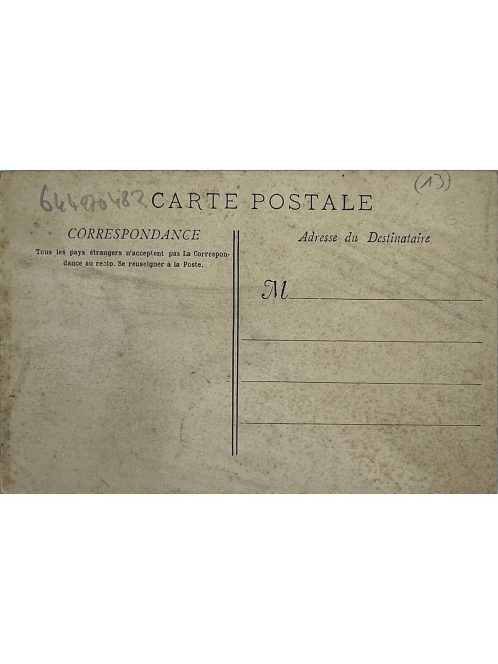 Verso de la carte postale