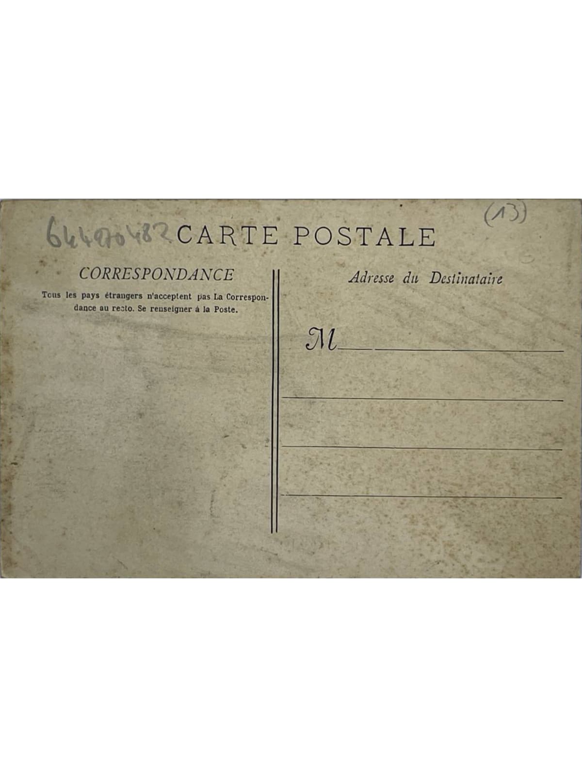 Verso de la carte postale