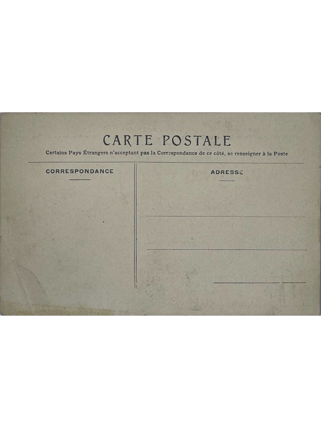 Verso de la carte postale