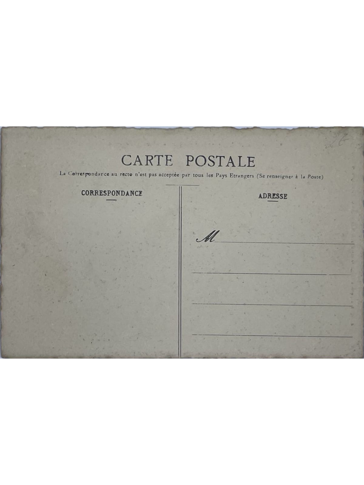 Verso de la carte postale