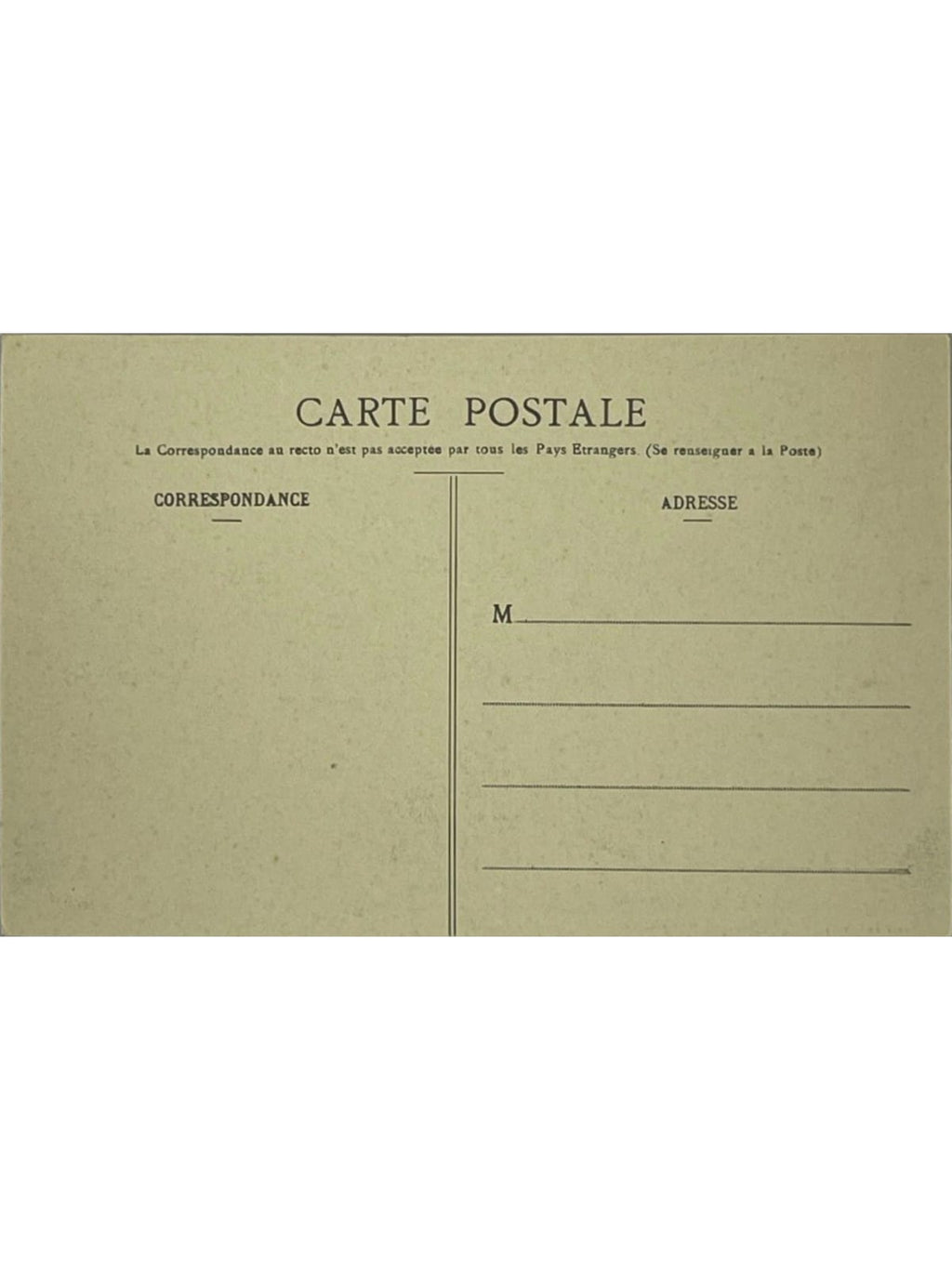 Verso de la carte postale