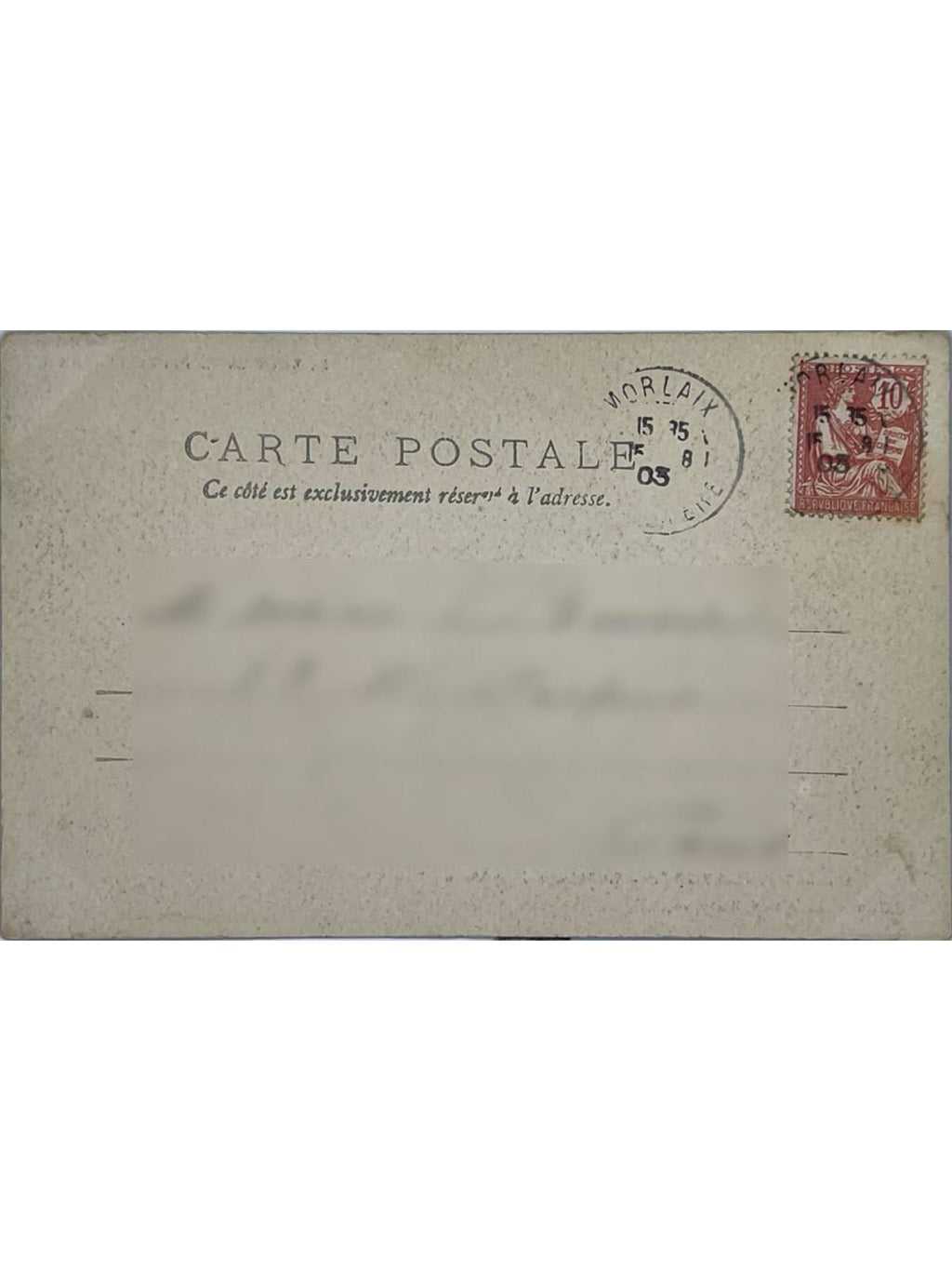 Verso de la carte postale