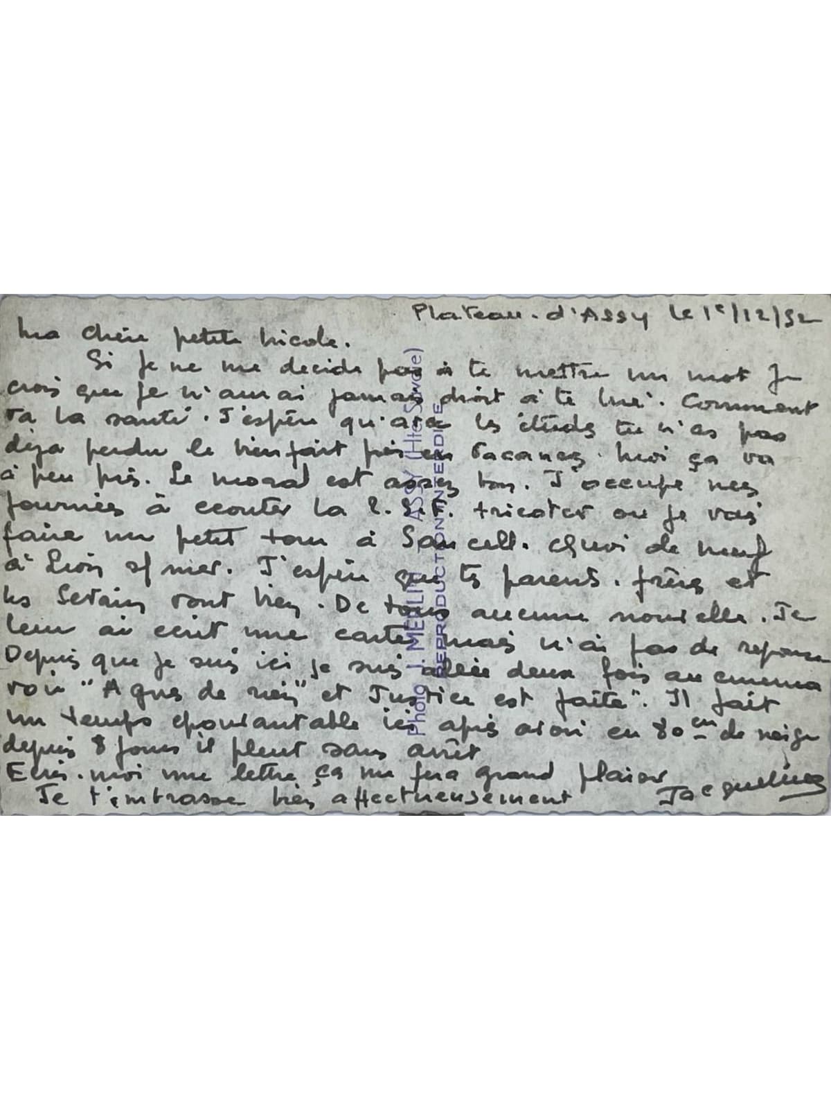 Verso de la carte postale