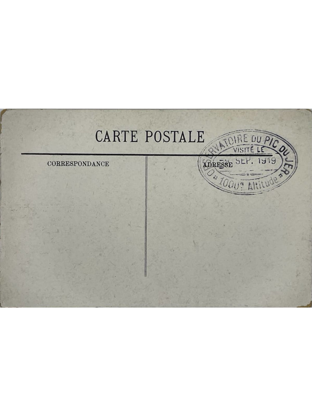 Verso de la carte postale