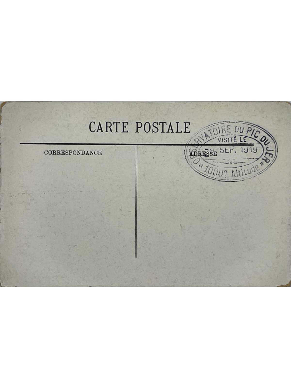 Verso de la carte postale