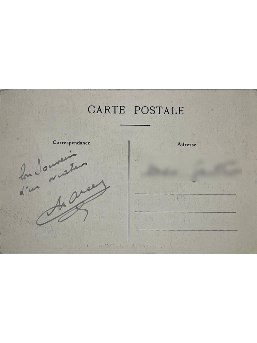 Verso de la carte postale