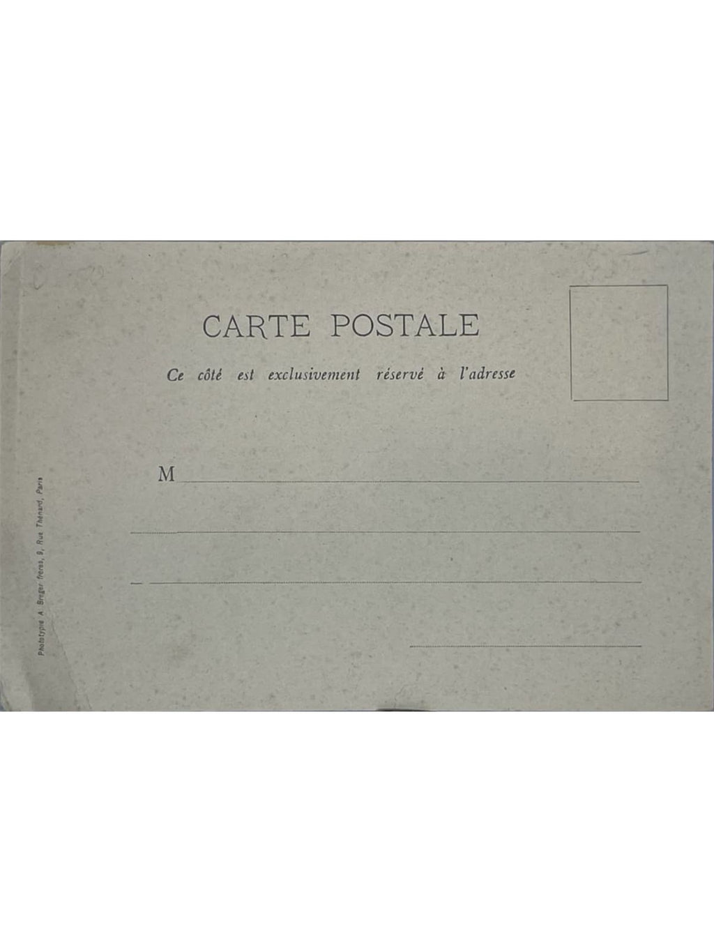 Verso de la carte postale